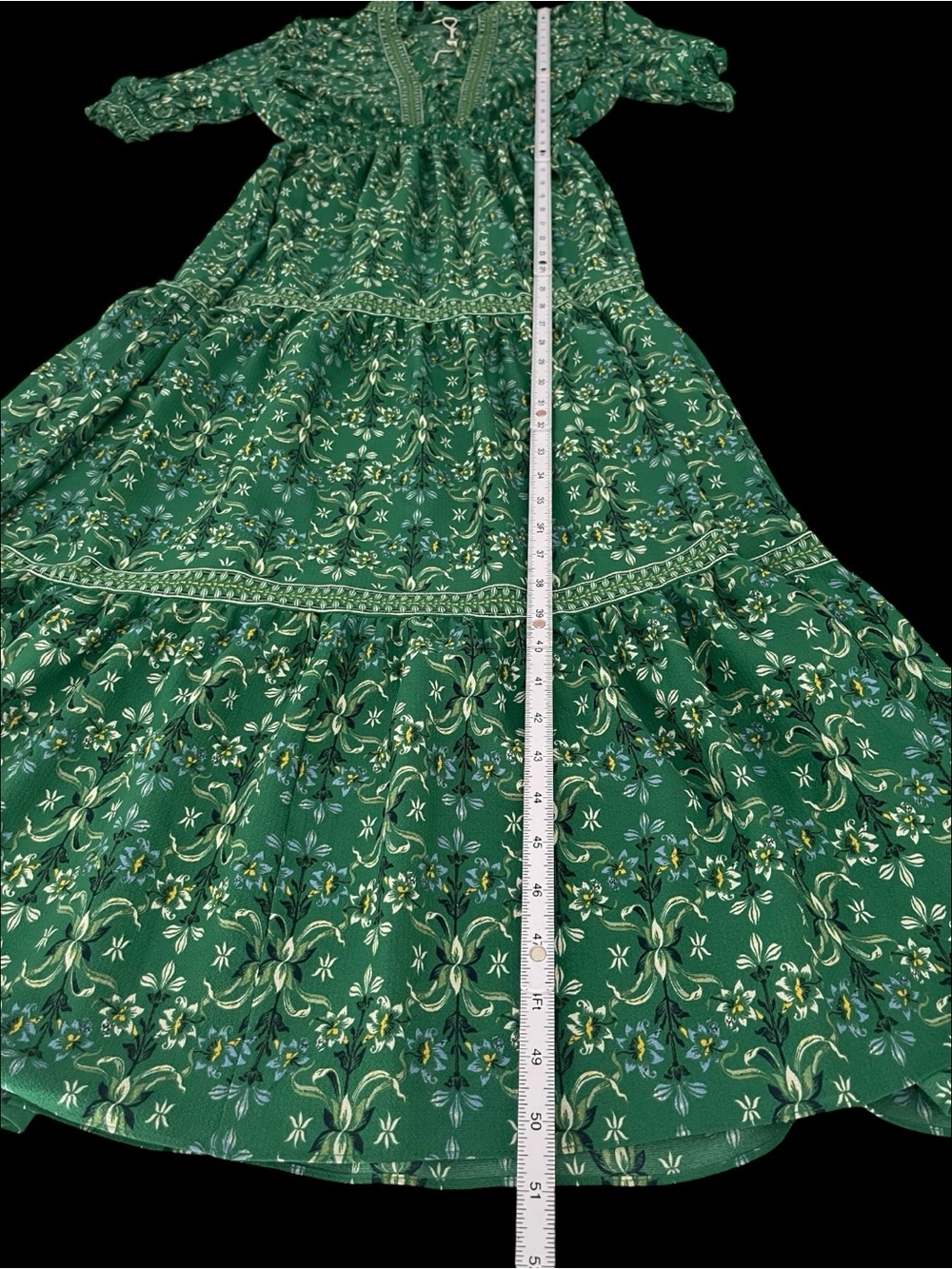 NWOT Max Studio London Green Floral Ruffle Tiered Maxi Dress M Boho Prairie - Picture 5 of 11
